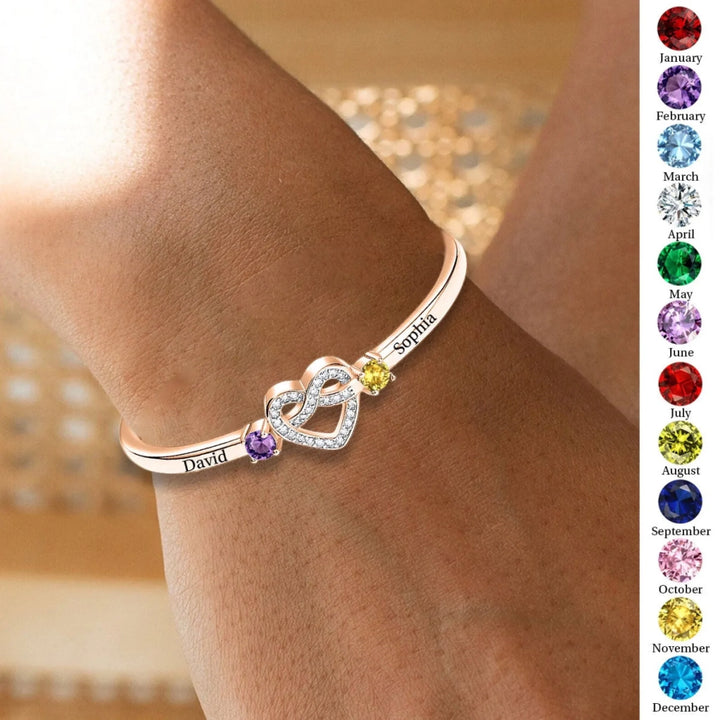 Together Forever Personalized Women's Couple Birthstone Bracelet
