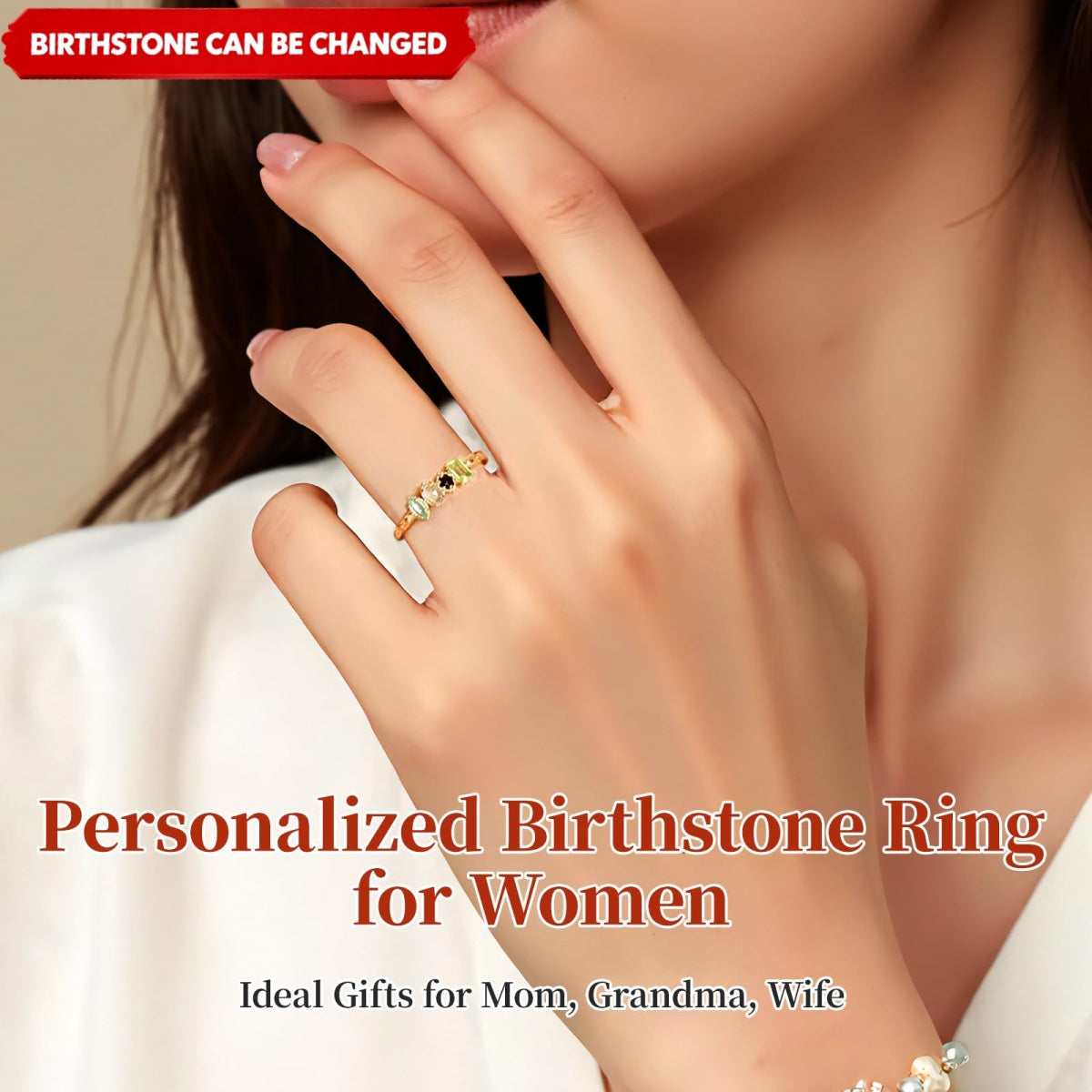 Multiple Birthstones Personalized Ring Vintage Milgrain Stones Grandma Mom Family Rings