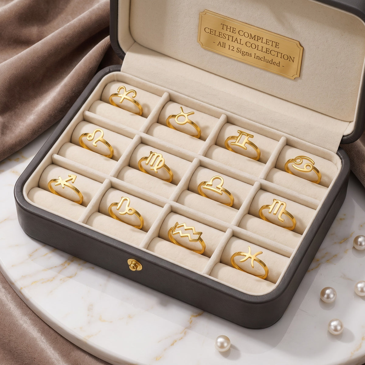 Personalized 12 Zodiac Constellation Rings for Women Horoscope Adjustable Horoscope Constellations Gold Jewelry