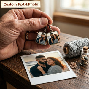Personalized "You & Me" Photo Earrings - Custom Square Keepsake Jewelry Anniversary Gift for Her