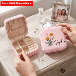 Custom Name & Preserved Flower Jewelry Keepsake Box – Birthday/Christmas Gift for Mom, Wife, Bridesmaid