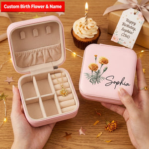 Custom Name & Preserved Flower Jewelry Keepsake Box – Birthday/Christmas Gift for Mom, Wife, Bridesmaid