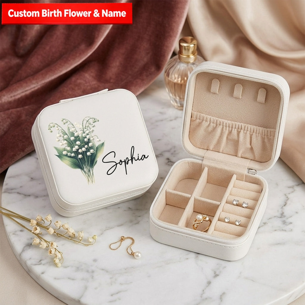 Custom Name & Preserved Flower Jewelry Keepsake Box – Birthday/Christmas Gift for Mom, Wife, Bridesmaid