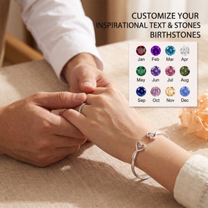 All Of Me Loves All Of You Personalized Birthstone Heart Cuff Bracelet