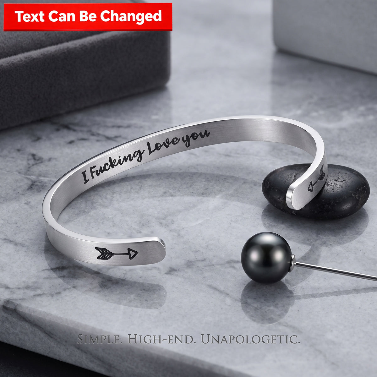 "Badass Energy" Empowering Hidden Message Cuff Bracelet - Stainless Steel Motivational Gift for Her