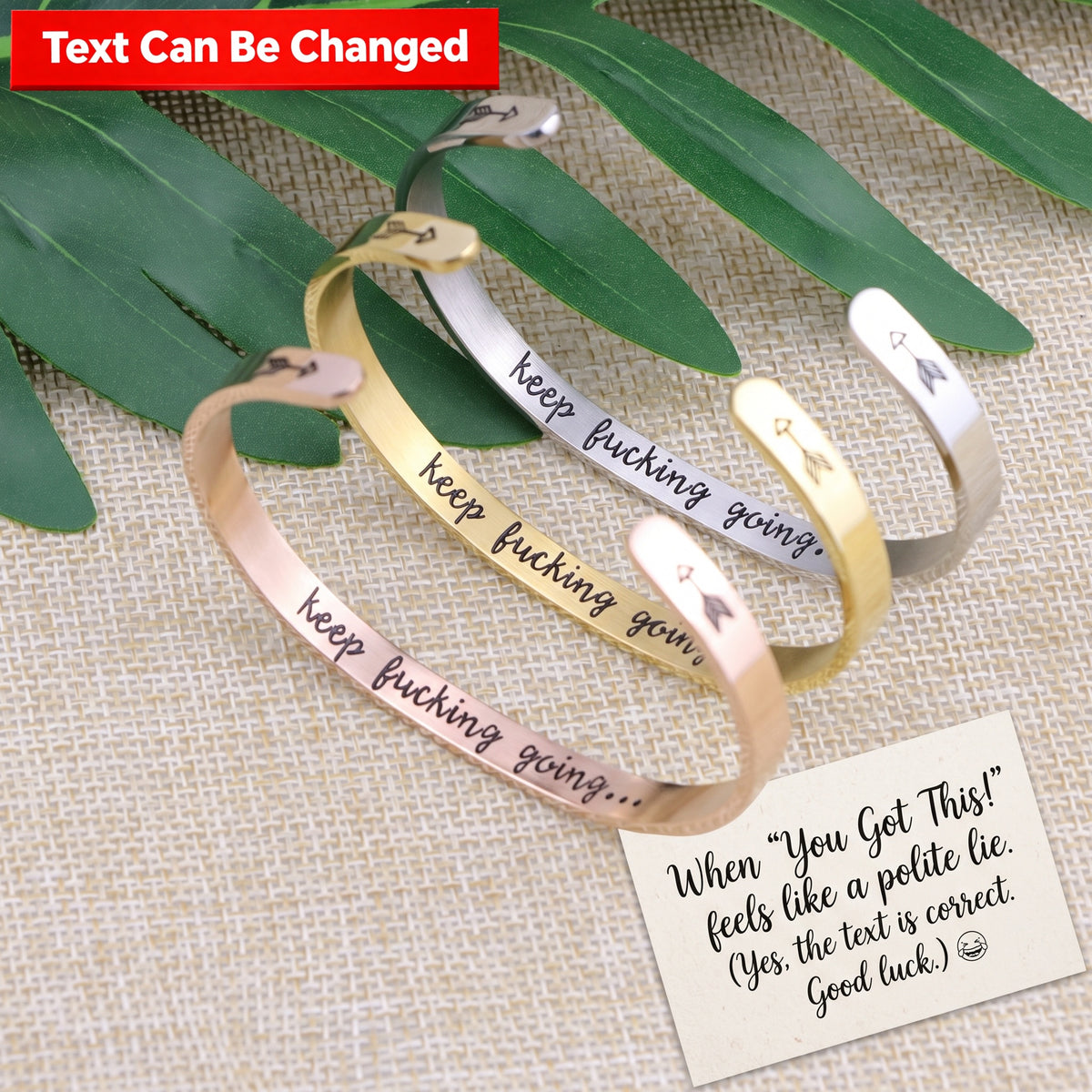"Badass Energy" Empowering Hidden Message Cuff Bracelet - Stainless Steel Motivational Gift for Her