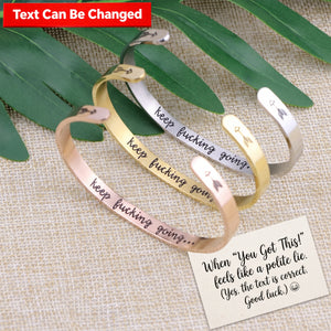 "Badass Energy" Empowering Hidden Message Cuff Bracelet - Stainless Steel Motivational Gift for Her