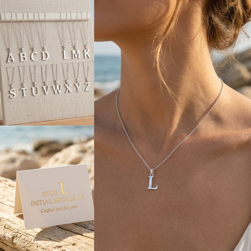 Sterling Silver Initial Necklace – Personalized Jewelry Gift for Mom, Grandma, Best Friend