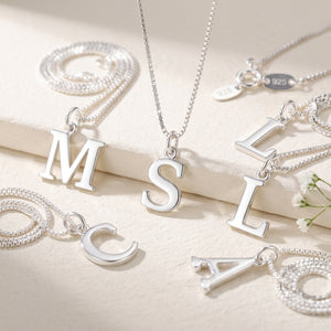 Sterling Silver Initial Necklace – Personalized Jewelry Gift for Mom, Grandma, Best Friend