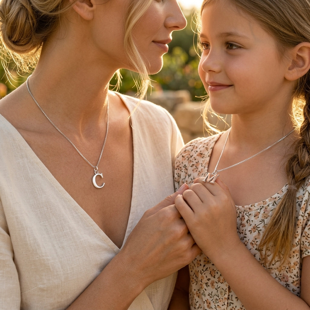Sterling Silver Initial Necklace – Personalized Jewelry Gift for Mom, Grandma, Best Friend