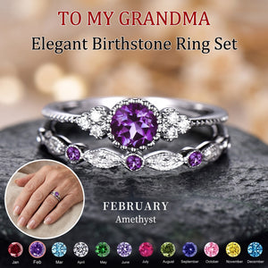 Elegant Stacking Personalized Birthstone Rings, Gift For Women Grandma Mom