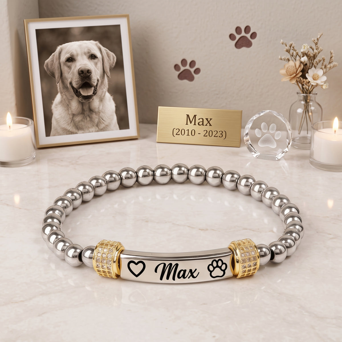 "Until We Meet Again" Pet Memorial Bracelet - Personalized with Your Fur Baby's Name
