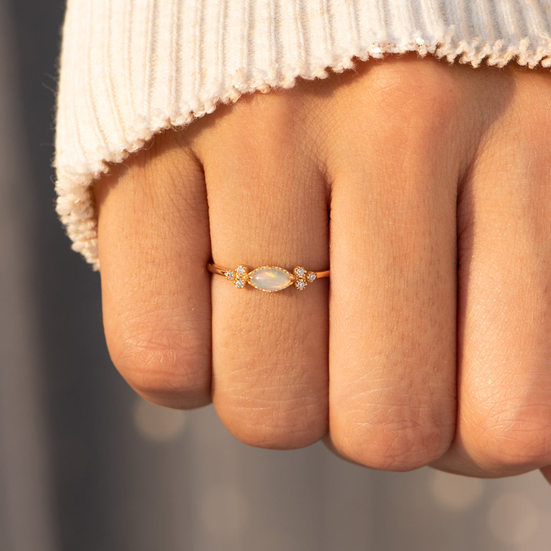 The Purest Love Matching Oval Cut Opal Ring