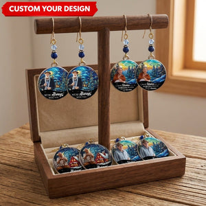 Personalized Photo Memorial Earrings – Round Disc Keepsake Jewelry for Mom