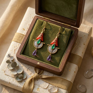 Vintage Tribal Geometric Dangle Earrings – Bohemian Statement Jewelry for Women