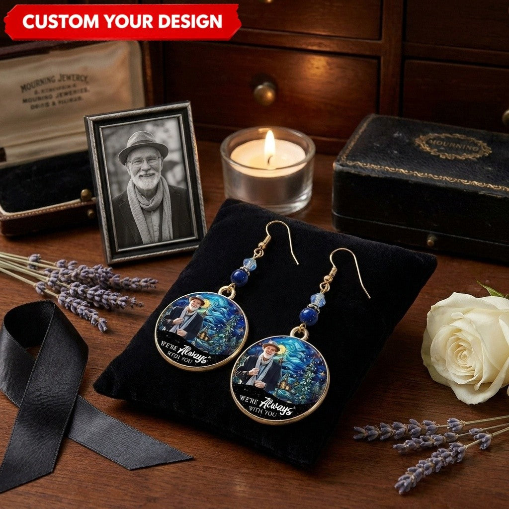 Personalized Photo Memorial Earrings – Round Disc Keepsake Jewelry for Mom