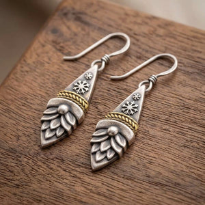 Vintage Nordic Gnome Snowflake Earrings – Whimsical Winter Dangle Jewelry, Christmas Gift for Her