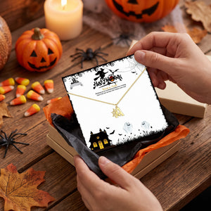 14K Gold Plated Spider Web Initial Necklace – Fun Halloween Jewelry Gift for Women & Teen Girls