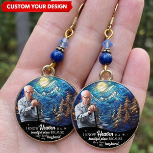 Personalized Photo Memorial Earrings – Round Disc Keepsake Jewelry for Mom