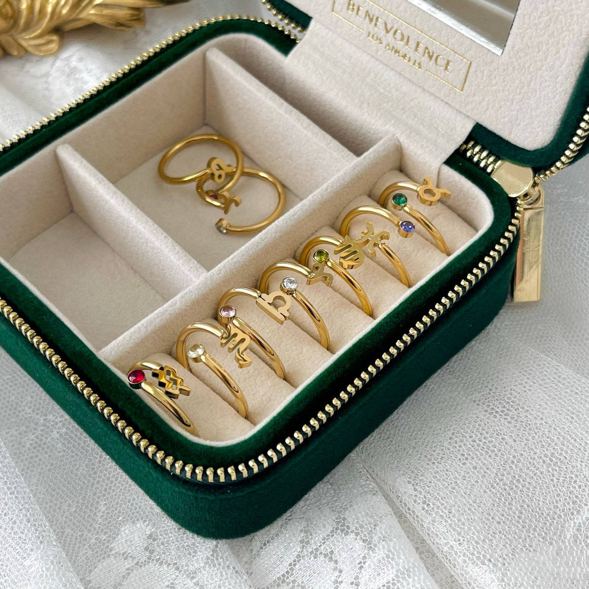 Personalized 12 Zodiac Constellation Ring Adjustable Horoscope Rings Birthstone Constellations Jewelry