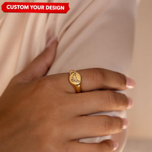Custom Photo Dainty Engraved Name Personalized Ring - Gift For Her Mom Grandma Couple