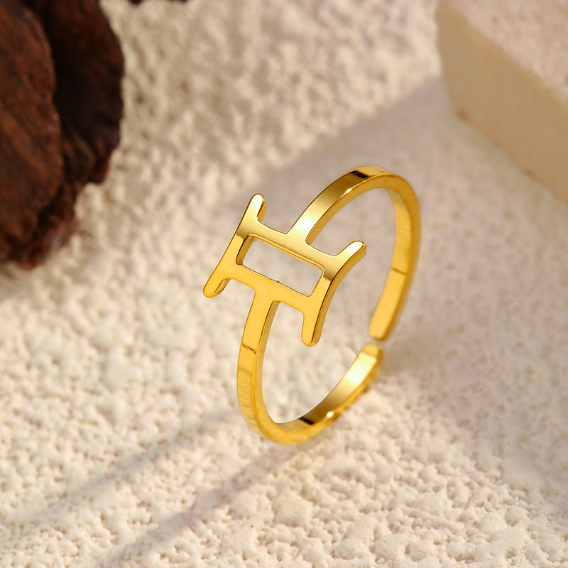 Personalized 12 Zodiac Constellation Rings for Women Horoscope Adjustable Horoscope Constellations Gold Jewelry
