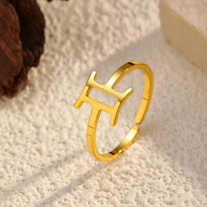 Personalized 12 Zodiac Constellation Rings for Women Horoscope Adjustable Horoscope Constellations Gold Jewelry