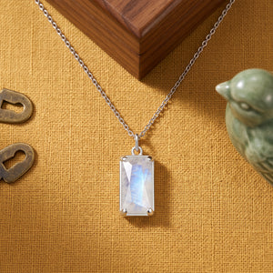 HOPE LOVE SHINE New Beginnings Delicate Rainbow Moonstone Sterling Silver Necklace Teardrop Gemstone Drop Jewelry Gift
