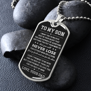 To My Son Never Lose Military Ball Chain Dog Tag Necklace Gift for Son from Dad