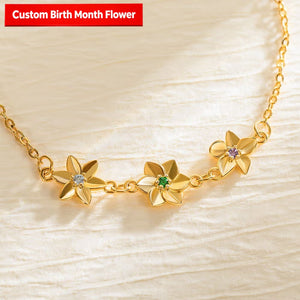 Friendship Garden Personalized 1-10 Three-Dimensional Birth Flowers Bracelet For Sisters/Mom/Grandma/Wife