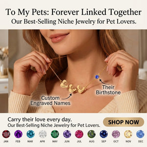 Personalized Heart Paw Print Birthstone Necklace - Custom Pet Name Jewelry Stainless Steel Gift for Pet Lovers