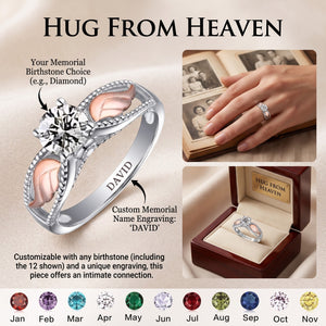Hug From Heaven - Angel Wing Birthstone Personalized Memorial Ring