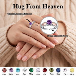 Hug From Heaven - Angel Wing Birthstone Personalized Memorial Ring