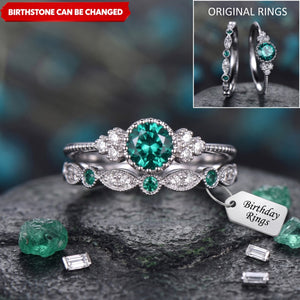 Elegant Stacking Personalized Birthstone Rings, Gift For Women Grandma Mom