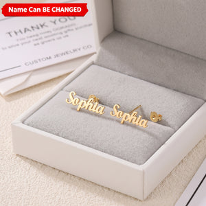 Custom Hollow Name Personalized Jewelry Stud Stainless Steel Gold Silver Earrings