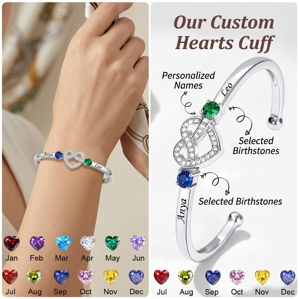 "Forever Tied" Love Knot Infinity Birthstone Cuff – Stainless Steel Bangle for Mom or Teen Daughter