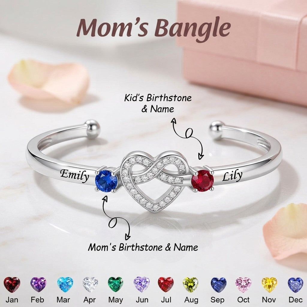 "Forever Tied" Love Knot Infinity Birthstone Cuff – Stainless Steel Bangle for Mom or Teen Daughter