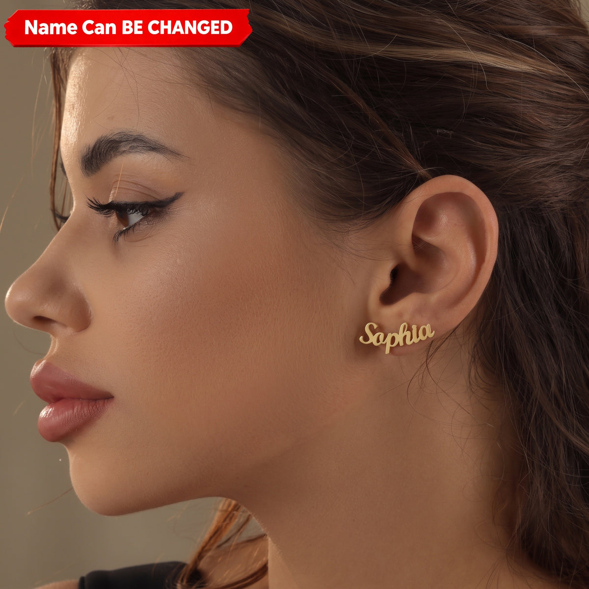 Custom Hollow Name Personalized Jewelry Stud Stainless Steel Gold Silver Earrings