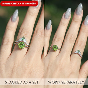 Unique Mother And Daughter Birthstone Personalized Stacking Ring, Gift For Grandma Mom