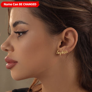 Custom Hollow Name Personalized Jewelry Stud Stainless Steel Gold Silver Earrings