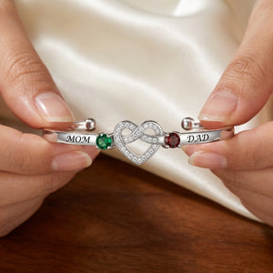 "Forever Tied" Love Knot Infinity Birthstone Cuff – Stainless Steel Bangle for Mom or Teen Daughter