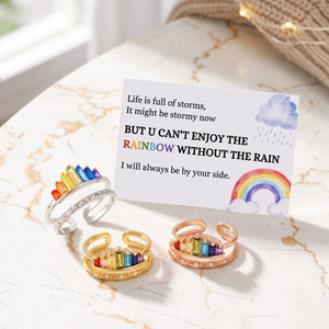 Dainty Rainbow Ring Wedding Band Baguette Cut Birthstone Gemstone Ring Jewelry Gift For Her
