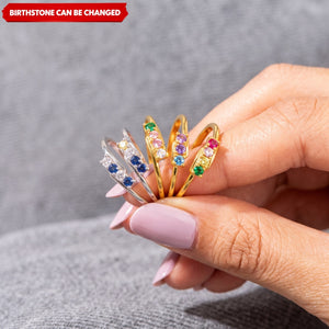 Personalized 1-6 Birthstones Bypass Mother's Ring -Gift For Mom Family