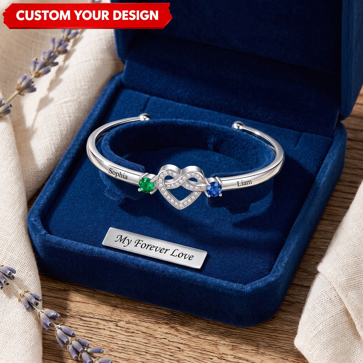 Together Forever Personalized Women's Couple Birthstone Bracelet