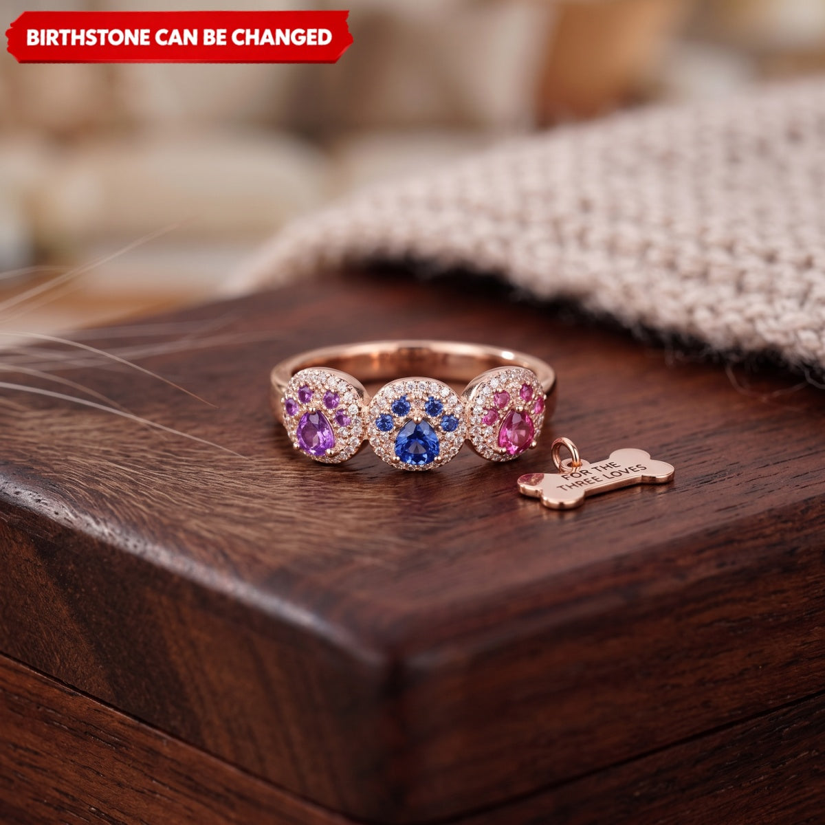 Proud Dog Mom 1–5 Paw Personalized Birthstone Custom Ring