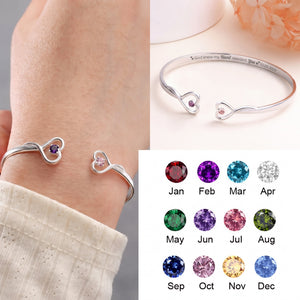 All Of Me Loves All Of You Personalized Birthstone Heart Cuff Bracelet