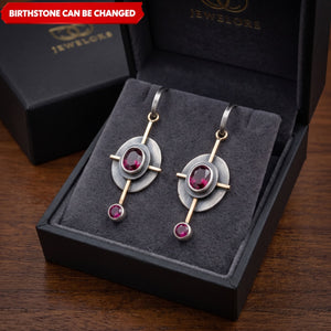 Vintage Garnet Crystal in Sterling Silver Personalized Birthstone Boho Earrings