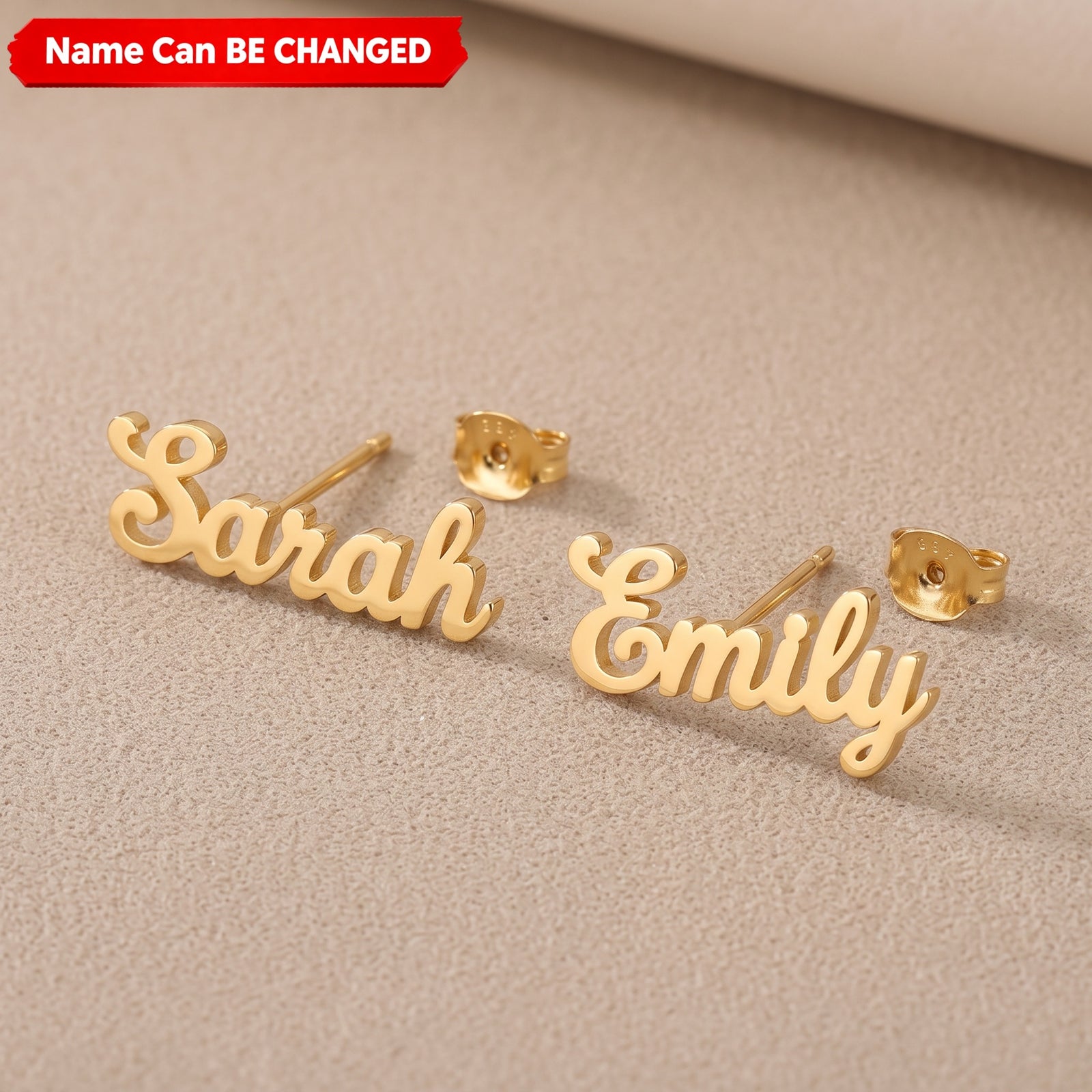 Custom Hollow Name Personalized Jewelry Stud Stainless Steel Gold Silver Earrings