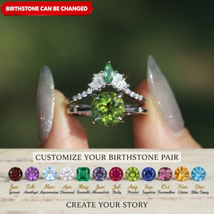 Unique Mother And Daughter Birthstone Personalized Stacking Ring, Gift For Grandma Mom