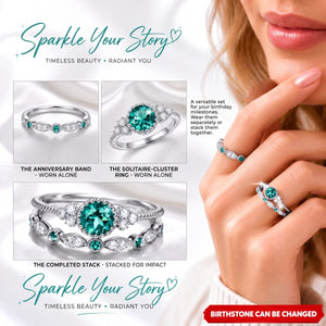 Elegant Stacking Personalized Birthstone Rings, Gift For Women Grandma Mom